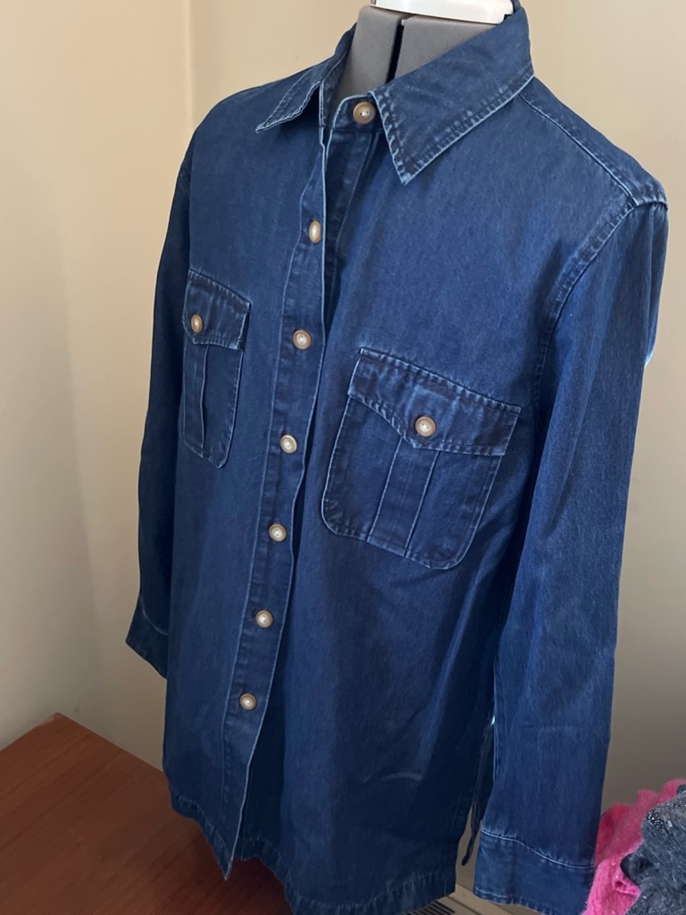 Classic women’s Dark Blue Denim Shirt - Button Front